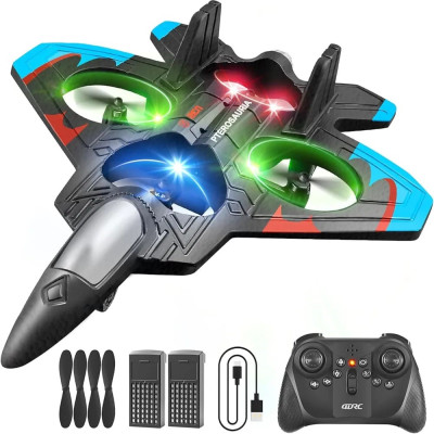V17 Stealth Fighter RC Stunt Drone with LED Lights & 360° Flip