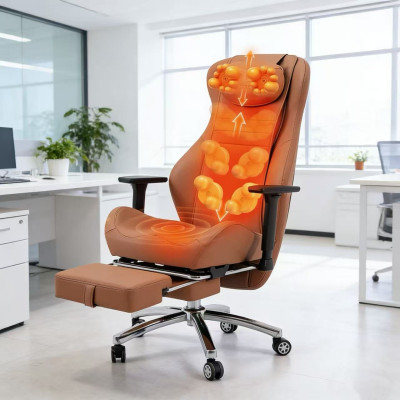 Intelligence Foldable Neck Back Buttock Office Ergonomics Comfortable PU Leather Massage Chair